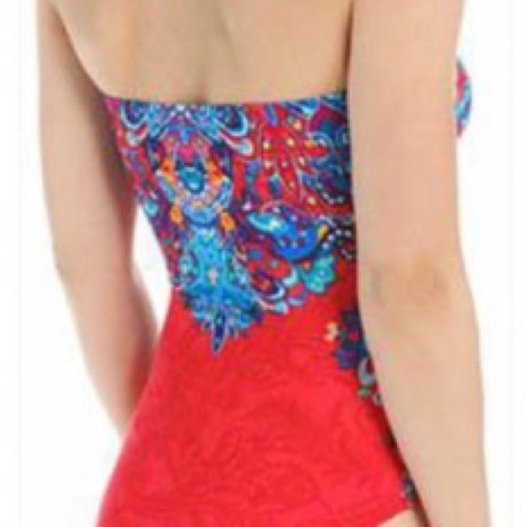 Ralph Lauren Swimsuit one Piece Scarf Print Bandeau - Picture 2 of 6